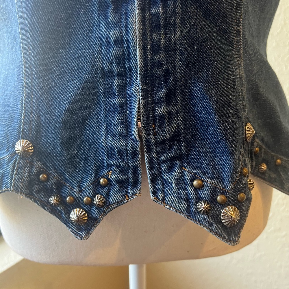 HAIRSTON ROBERSON Ropa Medium Embroidered Velvet Denim Western Vest Vintage - Picture 4 of 11